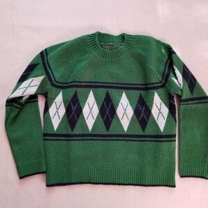 JUSTONE Raglan-Sleeve Argyle Sweater Women Fits Like L/XL